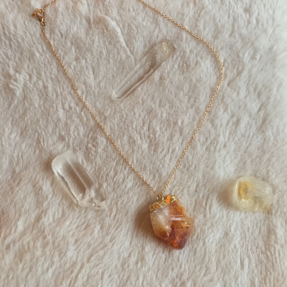 Citrine Quartz Gold Necklace✨